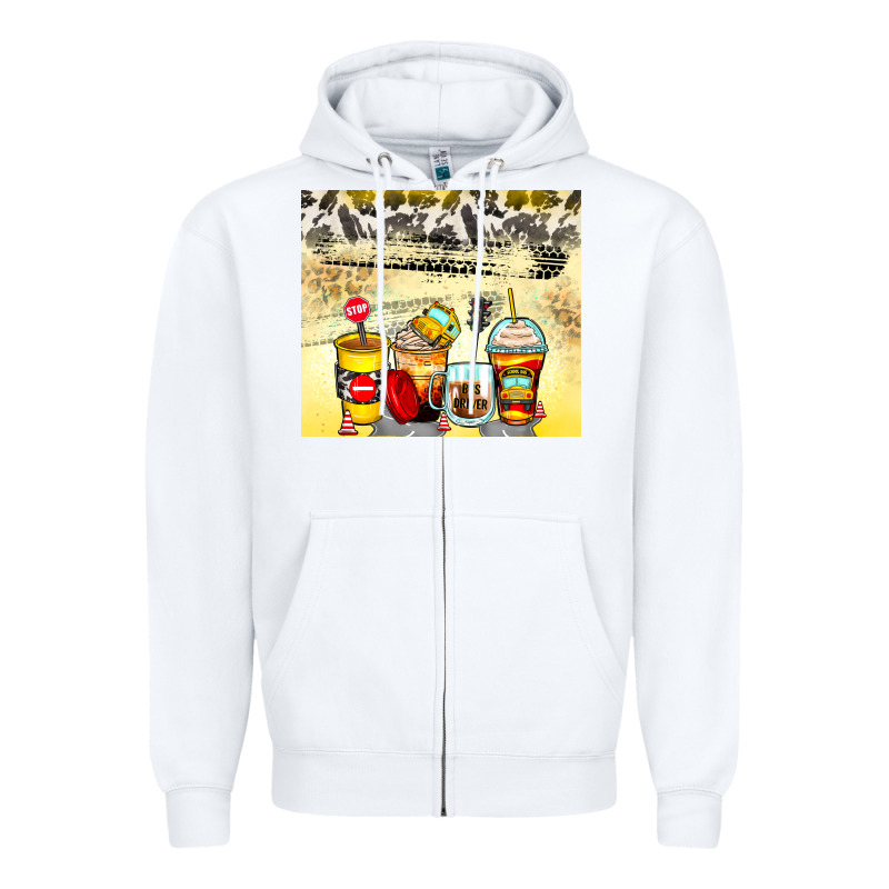 Bus Driver Coffee Cups Zipper Hoodie by Zillion Design Studio | Teevron