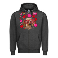 Charcoal Heather valentine's day cockapoo Zipper Hoodie - RanaPortraitStore