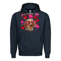 Navy valentine's day cockapoo Zipper Hoodie - RanaPortraitStore