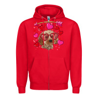 Red valentine's day cockapoo Zipper Hoodie - RanaPortraitStore