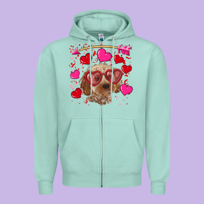 Zipper Hoodie valentine's day cockapoo