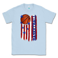 Dusty Blue basketball american flag Classic Tee - texasbilliewilder