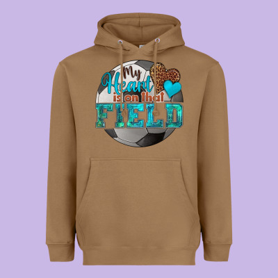 My Heart Is On That Field Soccer Heavyweight Hoodie Designed By Hra Design Shop