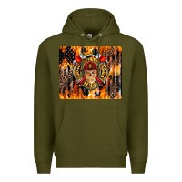 Army Green Firefighter Skull Premium Hoodie - LillyAllenDesigns