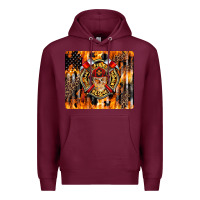 Burgundy Firefighter Skull Premium Hoodie - LillyAllenDesigns