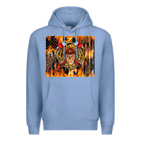 Colony Blue Firefighter Skull Premium Hoodie - LillyAllenDesigns