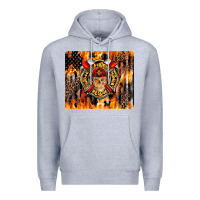 Heather Grey Firefighter Skull Premium Hoodie - LillyAllenDesigns