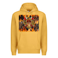 Mustard Firefighter Skull Premium Hoodie - LillyAllenDesigns