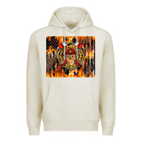 Oatmeal Heather Firefighter Skull Premium Hoodie - LillyAllenDesigns