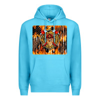 Ocean Blue Firefighter Skull Premium Hoodie - LillyAllenDesigns