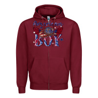 Burgundy American boy with cowboy Zipper Hoodie - texasbilliewilder