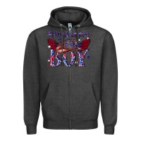 Charcoal Heather American boy with cowboy Zipper Hoodie - texasbilliewilder