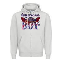 Dove Grey American boy with cowboy Zipper Hoodie - texasbilliewilder