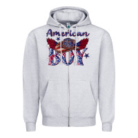 Heather Grey American boy with cowboy Zipper Hoodie - texasbilliewilder