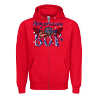 Red American boy with cowboy Zipper Hoodie - texasbilliewilder