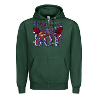 Sports Green American boy with cowboy Zipper Hoodie - texasbilliewilder
