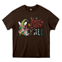 Chocolate Brown happy easter y all Heavy Core Tee - CowhideDigitalArt