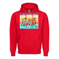 Red beach summer coffee cups Zipper Hoodie - Zillion Design Studio