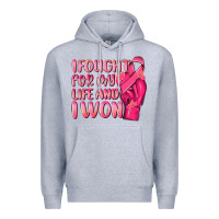 Heather Grey i fought for my life and i won Premium Hoodie - NancyCooperArtShop