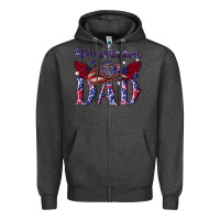 Charcoal Heather American dad with cowboy Zipper Hoodie - texasbilliewilder