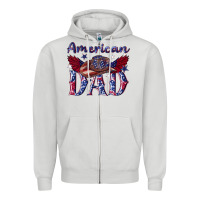 Dove Grey American dad with cowboy Zipper Hoodie - texasbilliewilder