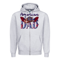 Heather Grey American dad with cowboy Zipper Hoodie - texasbilliewilder