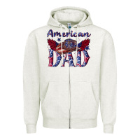 Oatmeal Heather American dad with cowboy Zipper Hoodie - texasbilliewilder