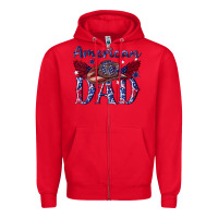 Red American dad with cowboy Zipper Hoodie - texasbilliewilder