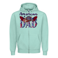 Seafoam American dad with cowboy Zipper Hoodie - texasbilliewilder