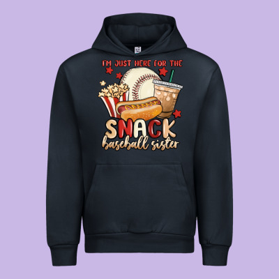 I'm Just Here For The Snack Baseball Sister Urban Hoodie Designed By Maliassmallbusiness