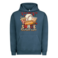 Pigment Midnight Navy i'm just here for the snack baseball sister Urban Hoodie - MaliasSmallBusiness