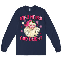 Navy stay merry and bright Long Sleeve Tee - MaliasSmallBusiness