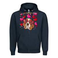 Navy valentine's day  beagle Zipper Hoodie - RanaPortraitStore