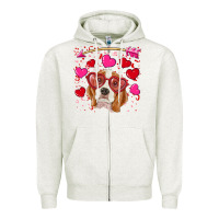 Oatmeal Heather valentine's day  beagle Zipper Hoodie - RanaPortraitStore