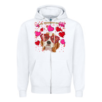 White valentine's day  beagle Zipper Hoodie - RanaPortraitStore