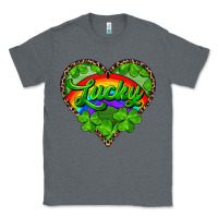 Charcoal Heather lucky heart with leopard Classic Tee - RanaPortraitStore