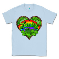 Dusty Blue lucky heart with leopard Classic Tee - RanaPortraitStore