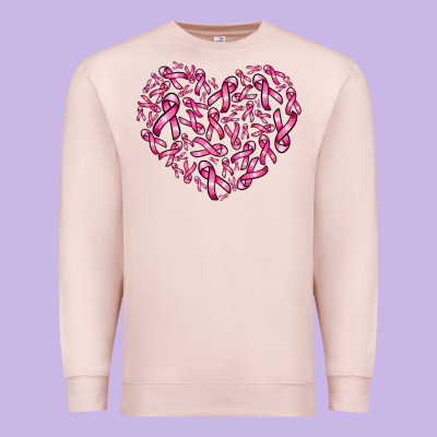 Breast Cancer Ribbon Heart Premium Sweatshirt Designed By Adodesignshop