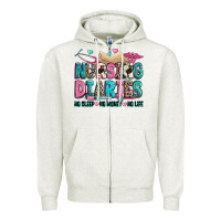 Oatmeal Heather nursing diaries no sleep no money no life Zipper Hoodie - Zillion Design Studio