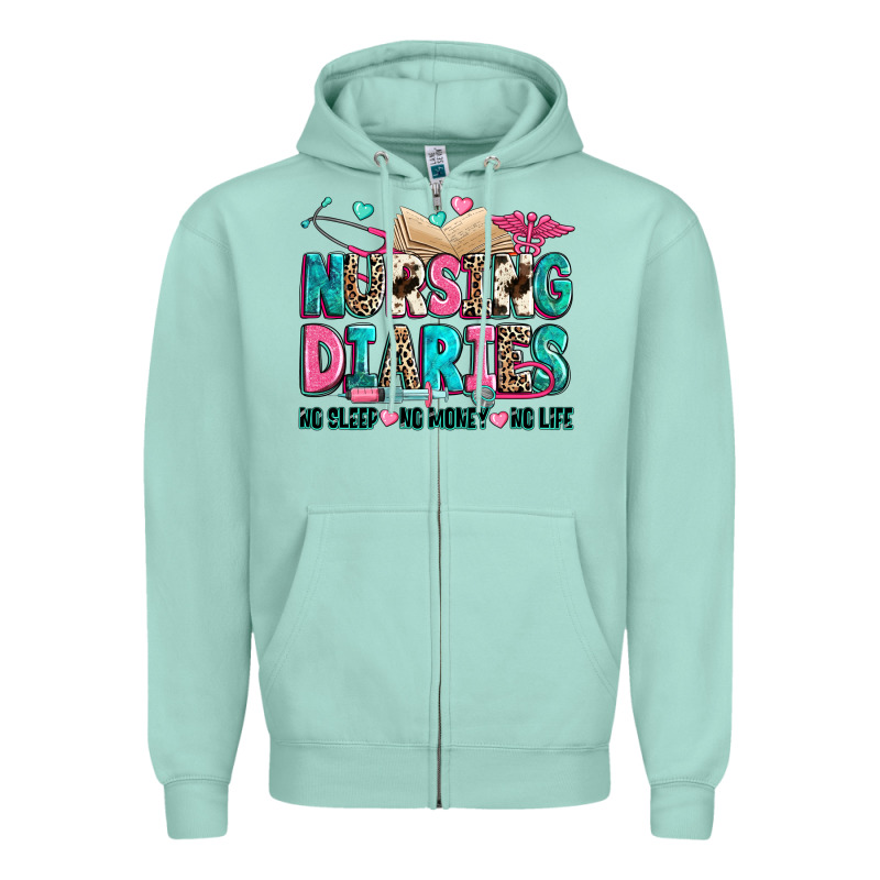Nursing Diaries No Sleep No Money No Life Zipper Hoodie by Zillion Design Studio | Teevron