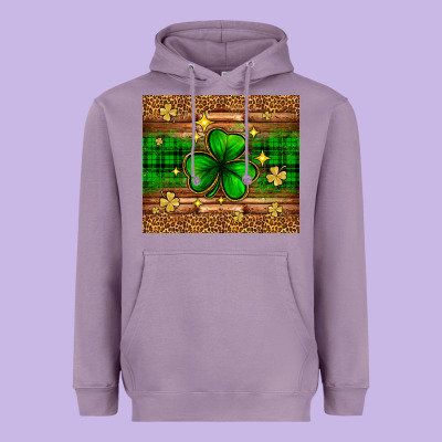 St. Patrick's Day Shamrock Leopard Heavyweight Hoodie Designed By Neo Western