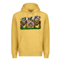 Antique Gold Western Mom With Spotted Pig And Baby Pig Premium Hoodie - LillyAllenDesigns
