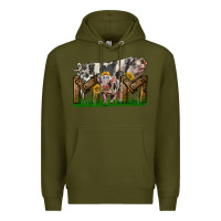 Army Green Western Mom With Spotted Pig And Baby Pig Premium Hoodie - LillyAllenDesigns