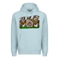 Blue Mist Western Mom With Spotted Pig And Baby Pig Premium Hoodie - LillyAllenDesigns