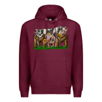 Burgundy Western Mom With Spotted Pig And Baby Pig Premium Hoodie - LillyAllenDesigns