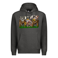 Charcoal Heather Western Mom With Spotted Pig And Baby Pig Premium Hoodie - LillyAllenDesigns