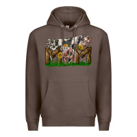 Coffee Western Mom With Spotted Pig And Baby Pig Premium Hoodie - LillyAllenDesigns