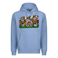 Colony Blue Western Mom With Spotted Pig And Baby Pig Premium Hoodie - LillyAllenDesigns