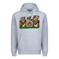 Heather Grey Western Mom With Spotted Pig And Baby Pig Premium Hoodie - LillyAllenDesigns