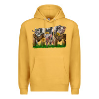 Mustard Western Mom With Spotted Pig And Baby Pig Premium Hoodie - LillyAllenDesigns